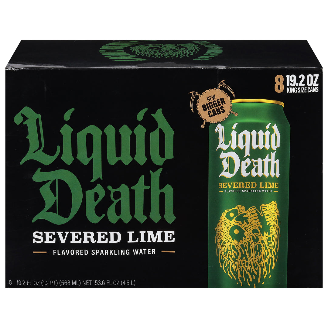 Liquid Death Sparkling Water Severed Lime Flavored King Size Cans 3/8/19.2 Z [UNFI #2930287] [ebt]