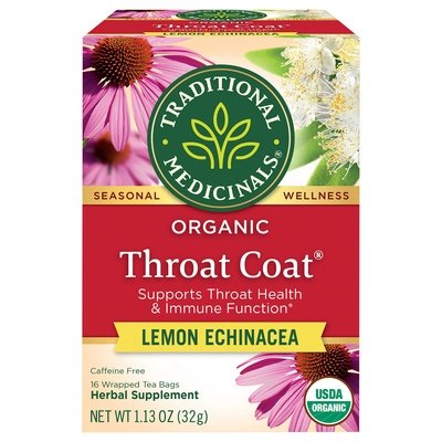 Traditional Medicinals Herbal Supplement Organic Throat Coat Lemon Echinacea Tea Bags 6/16 Bag [UNFI #0157354] [ebt]