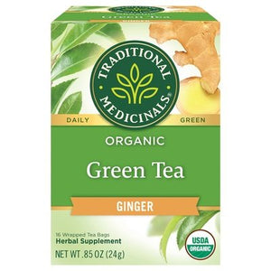 Traditional Medicinals Herbal Supplement Organic Green Tea Ginger Tea Bags 6/16 Bag [UNFI #0951533] [ebt]