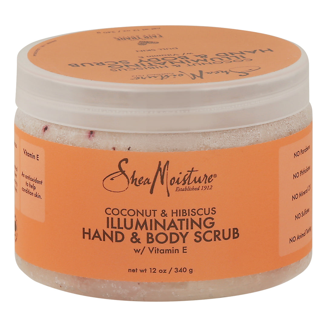 Shea Moisture Hand & Body Scrub Illuminating Coconut & Hibiscus 12 OZ [UNFI #2450641] T
