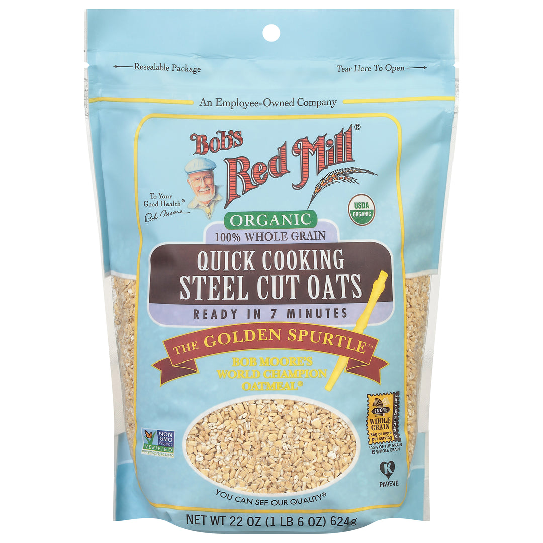 Bobs Red Mill Oats Organic Steel Cut Quick Cooking 4/22 OZ [UNFI #2276210] [ebt]
