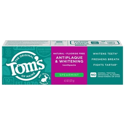 Toms Of Maine Toothpaste Fluoride Free Antiplaque & Whitening Spearmint 6/4.5 OZ [UNFI #3027174] T
