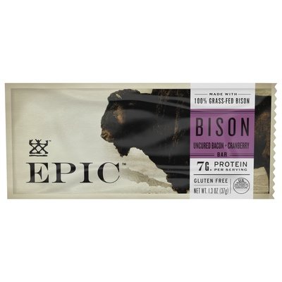 Epic Bison Bar Gluten Free Uncured Bacon + Cranberry 12/1.3 OZ [UNFI #2391738] [ebt]