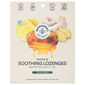 Beekeepers Naturals Soothing Lozenges Ginger Lemon 1/1.76 OZ [UNFI #2834216]