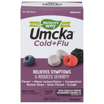 Natures Way Cold + Flu Homeopathic Berry Flavored Tablets 20 Tab [UNFI #0300723]
