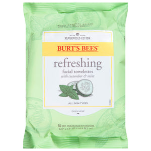Burts Bees Facial Towelettes Cucumber & Mint Refreshing 3/30 CT [UNFI #2056885] T
