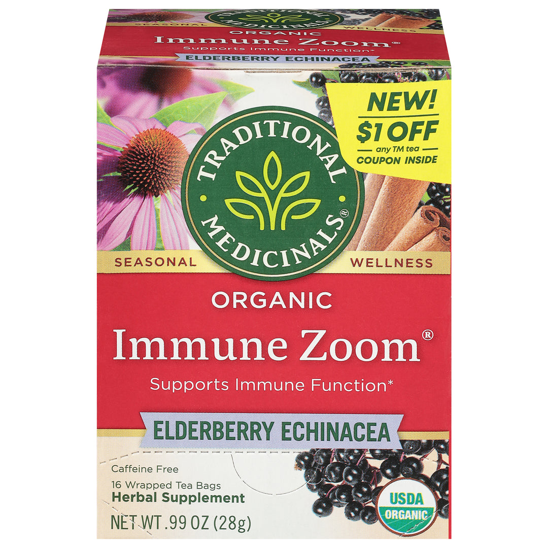 Traditional Medicinals Herbal Supplement Organic Immune Zoom Elderberry Echinacea Tea Bags 6/16 Bag [UNFI #2819720] [ebt]