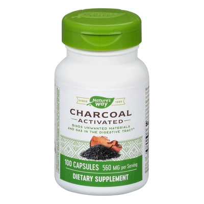 Natures Way Charcoal Activated 560 Mg Capsules 100 Cap [UNFI #0815621]