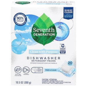 Seventh Generation Dishwasher Detergent Packs Free & Clear 20 Packs 6/20 CT [UNFI #2926228] T