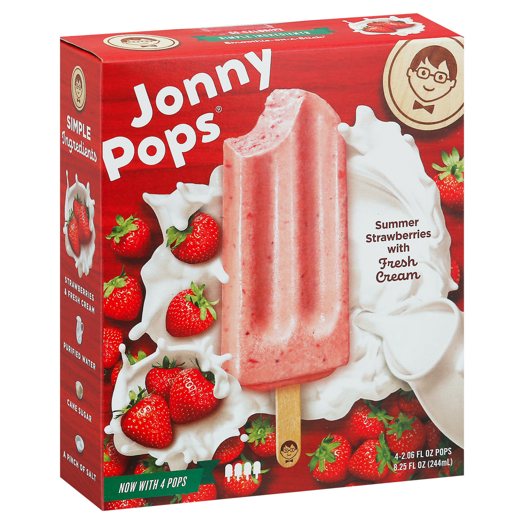 Jonny Pops Pops Summer Strawberries With Fresh Cream 6/8.25 OZ [UNFI #2546919] [ebt]