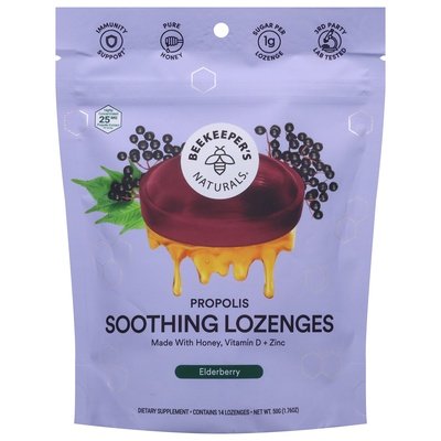 Beekeepers Naturals Soothing Lozenges Propolis Elderberry 1/1.76 OZ [UNFI #2760932]