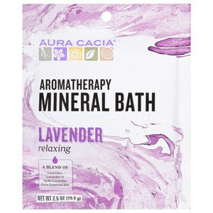 Aura Cacia Mineral Bath Aromatherapy Lavender Relaxing 6/2.5 OZ [UNFI #682534] T
