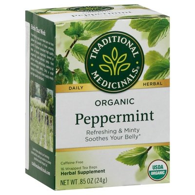 Traditional Medicinals Herbal Supplement Organic Peppermint Caffeine Free Tea Bags 6/16 Bag [UNFI #0673905] [ebt]