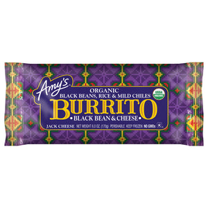 Amys Burrito Jack Cheese Black Bean & Cheese Organic 12/6 OZ [UNFI #2842276] [ebt]