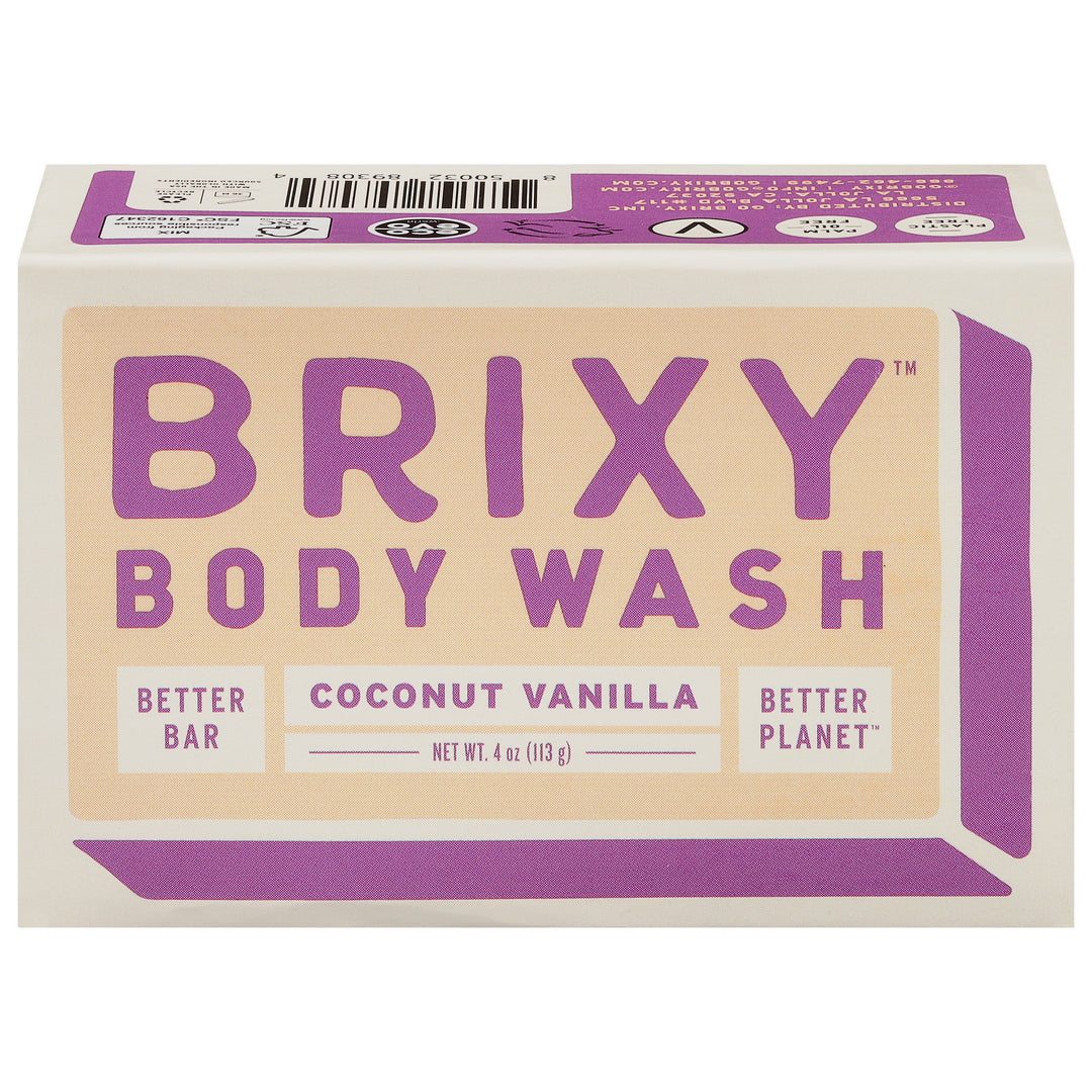 Brixy Body Wash Bar Coconut Vanilla 4 OZ [UNFI #2838928] T