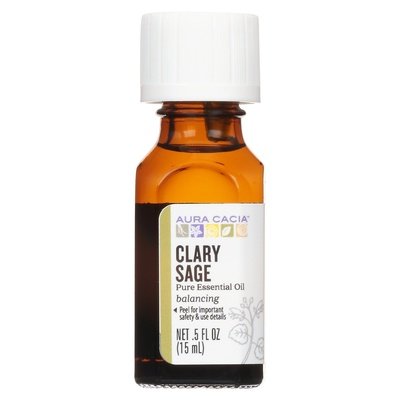 Aura Cacia Pure Essential Oil Clary Sage Balancing 1/.5 OZ [UNFI #620146] T