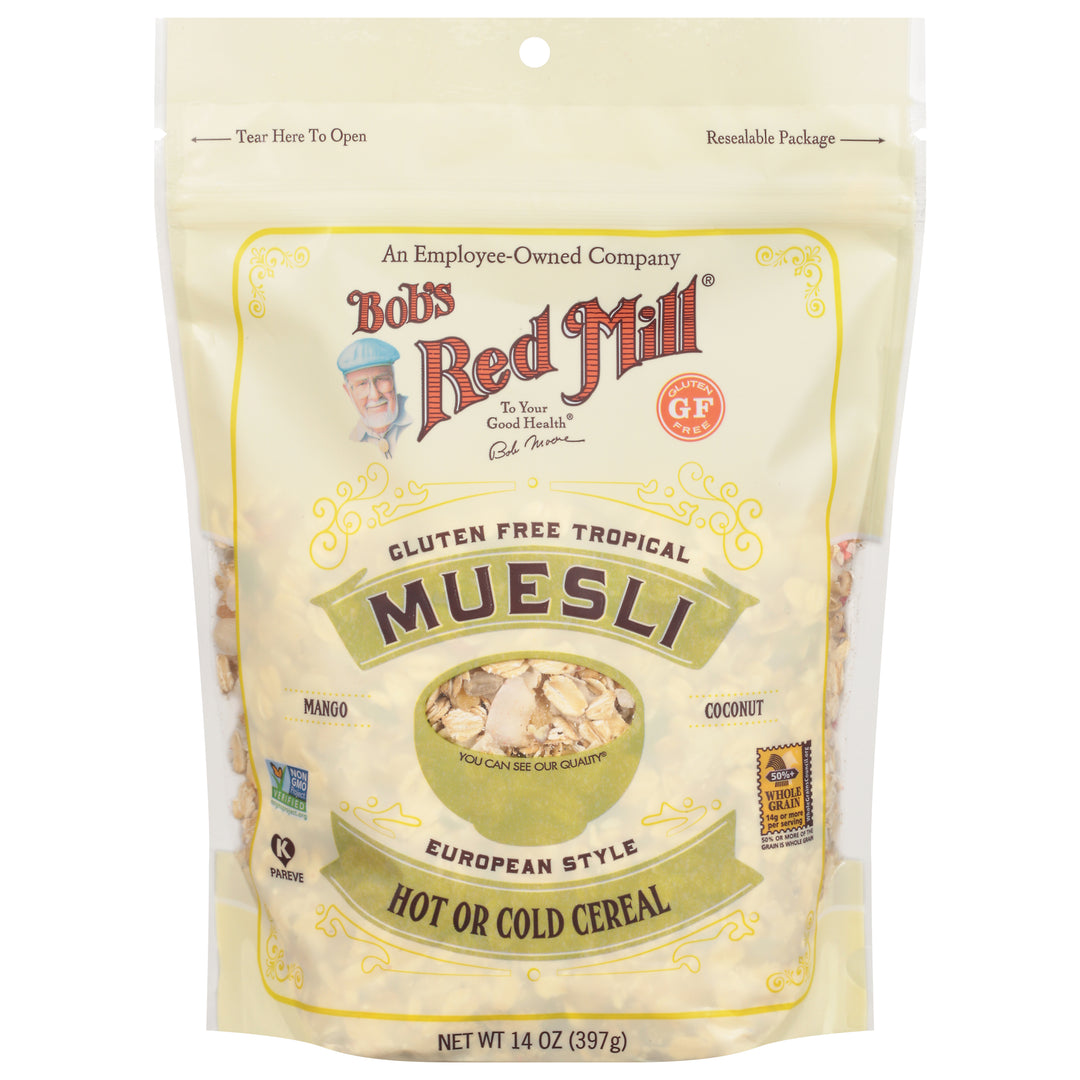 Bobs Red Mill Muesli Gluten Free Tropical European Style 4/14 OZ [UNFI #1986256] [ebt]