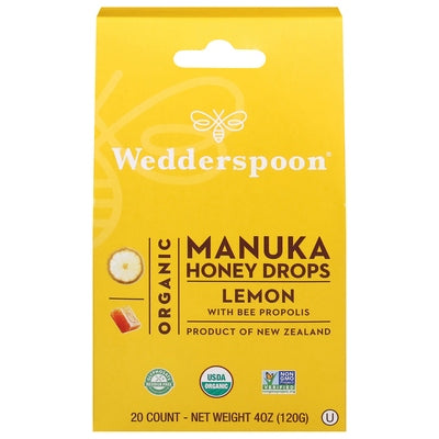 Wedderspoon Honey Drops Organic Manuka Lemon with Bee Propolis 4 OZ [UNFI #3076460] [ebt]