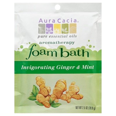 Aura Cacia Foam Bath Aromatherapy Invigorating Ginger & Mint 6/2.5 OZ [UNFI #682369] T