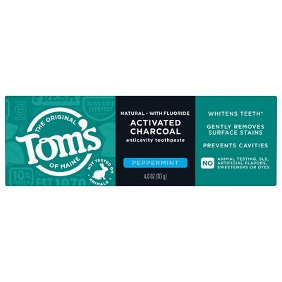 Toms Of Maine Toothpaste Peppermint Activated Charcoal Anticavity 6/4 OZ [UNFI #3027216] T