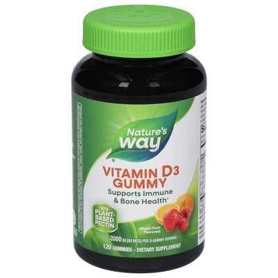 Natures Way Vitamin D3 50 mcg Mixed Fruit Flavored Gummies 120 CT [UNFI #2682052]