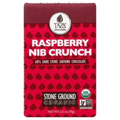 Taza Chocolate Dark Chocolate Stone Ground Organic Raspberry Nib Crunch 10/2.5 OZ [UNFI #1689389] [ebt]
