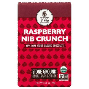 Taza Chocolate Dark Chocolate Stone Ground Organic Raspberry Nib Crunch 10/2.5 OZ [UNFI #1689389] [ebt]