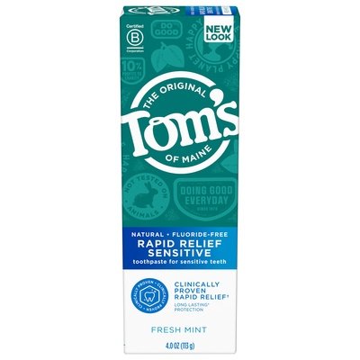 Toms Of Maine Toothpaste Flouride-Free Fresh Mint Rapid Relief Sensitive 6/4 OZ [UNFI #1776871] T