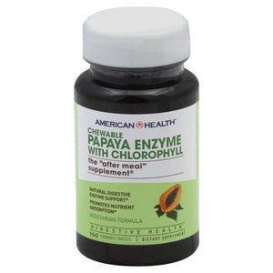 American Health Papaya Enzyme With Chlorophyll Vegetarian Formula Chewable Tablets 100 Tab [UNFI #279000]