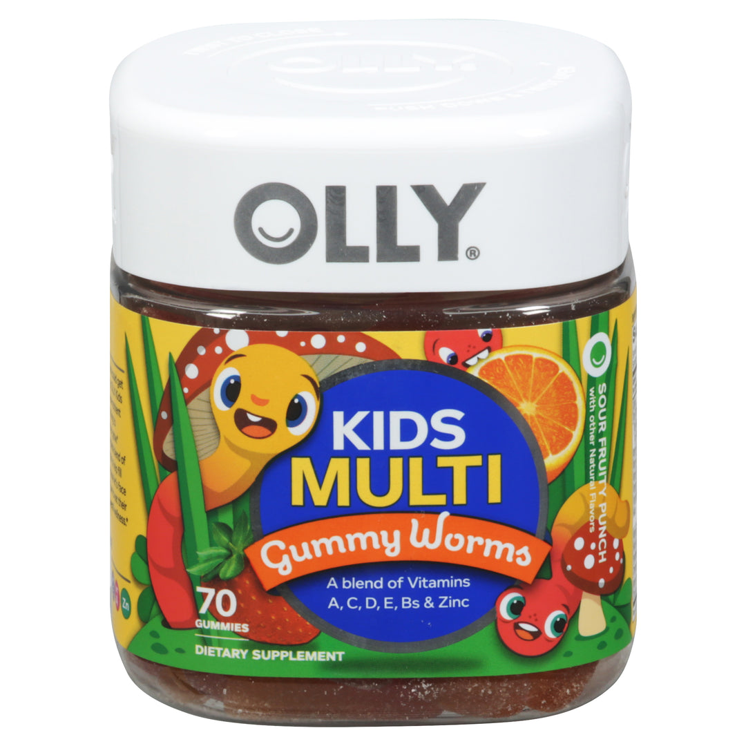 Olly Gummy Worms Multi Sour Fruity Punch Kids 3/70 CT [UNFI #2999928]