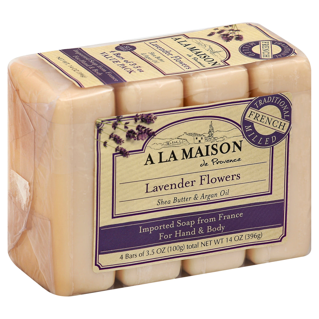 A La Maison Soap Lavender Flowers For Hand & Body Value Pack 4 CT [UNFI #1015718] T