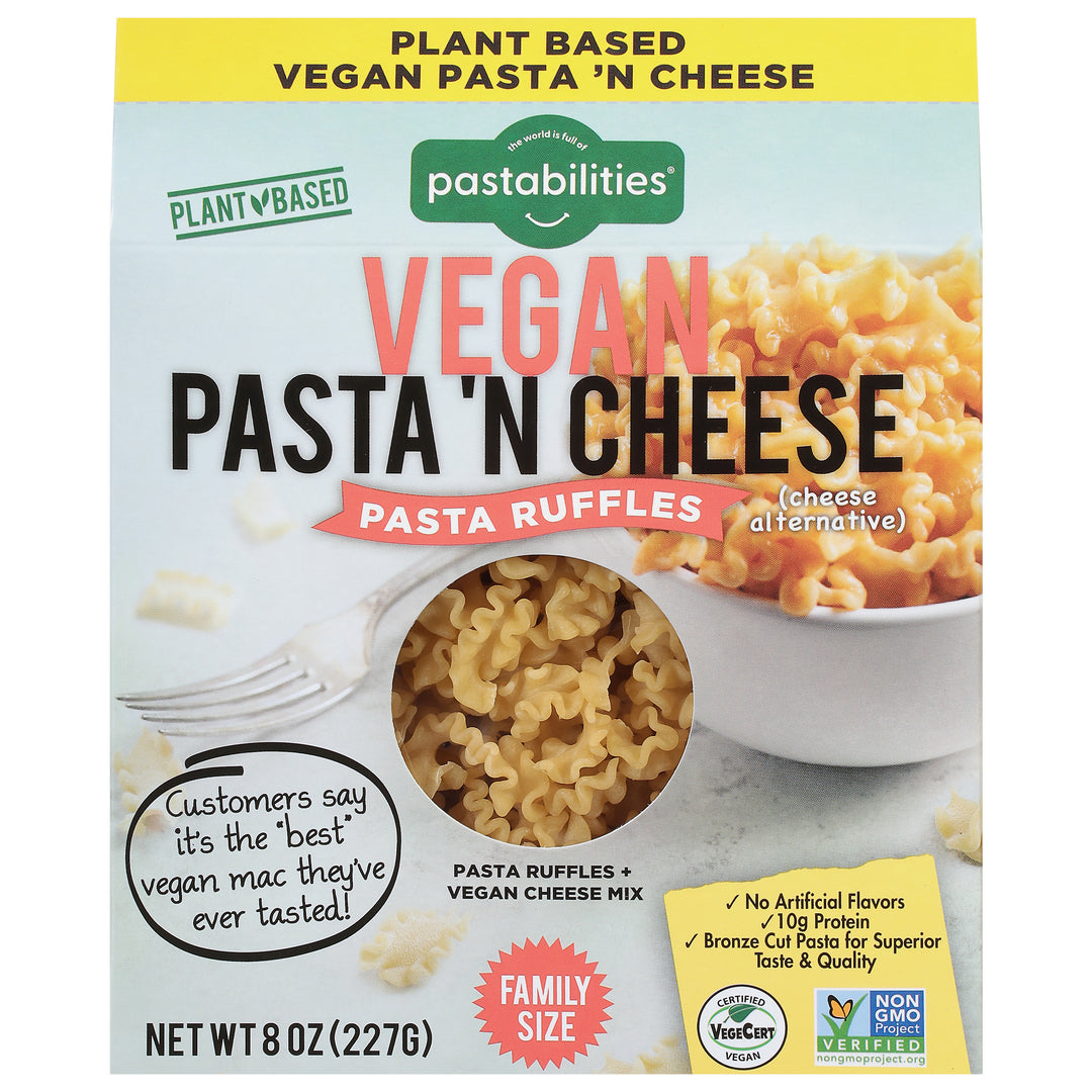 Pastabilities Pasta N Cheese Vegan Pasta Ruffles Family Size 6/8 OZ [UNFI #2880045] [ebt]