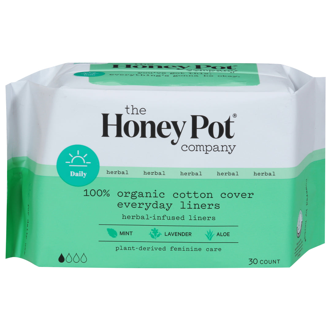 The Honey Pot Liners Herbal-Infused 100% Organic Cotton Cover Everyday 30 CT [UNFI #3114048] T