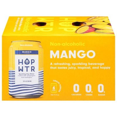 Hop Wtr Sparkling Hop Water Mango Non-Alcoholic 4/6/12 OZ [UNFI #2821759] [ebt]