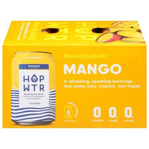 Hop Wtr Sparkling Hop Water Mango Non-Alcoholic 4/6/12 OZ [UNFI #2821759] [ebt]