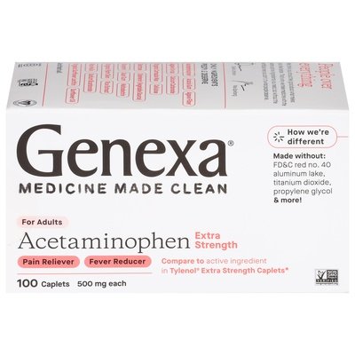 Genexa Acetaminophen Extra Strength Caplets For Adults 100 CT [UNFI #2984573] T