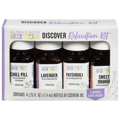 Aura Cacia Essential Oil Relaxation Kit Discover 1/4/.25 Z [UNFI #2394831] T