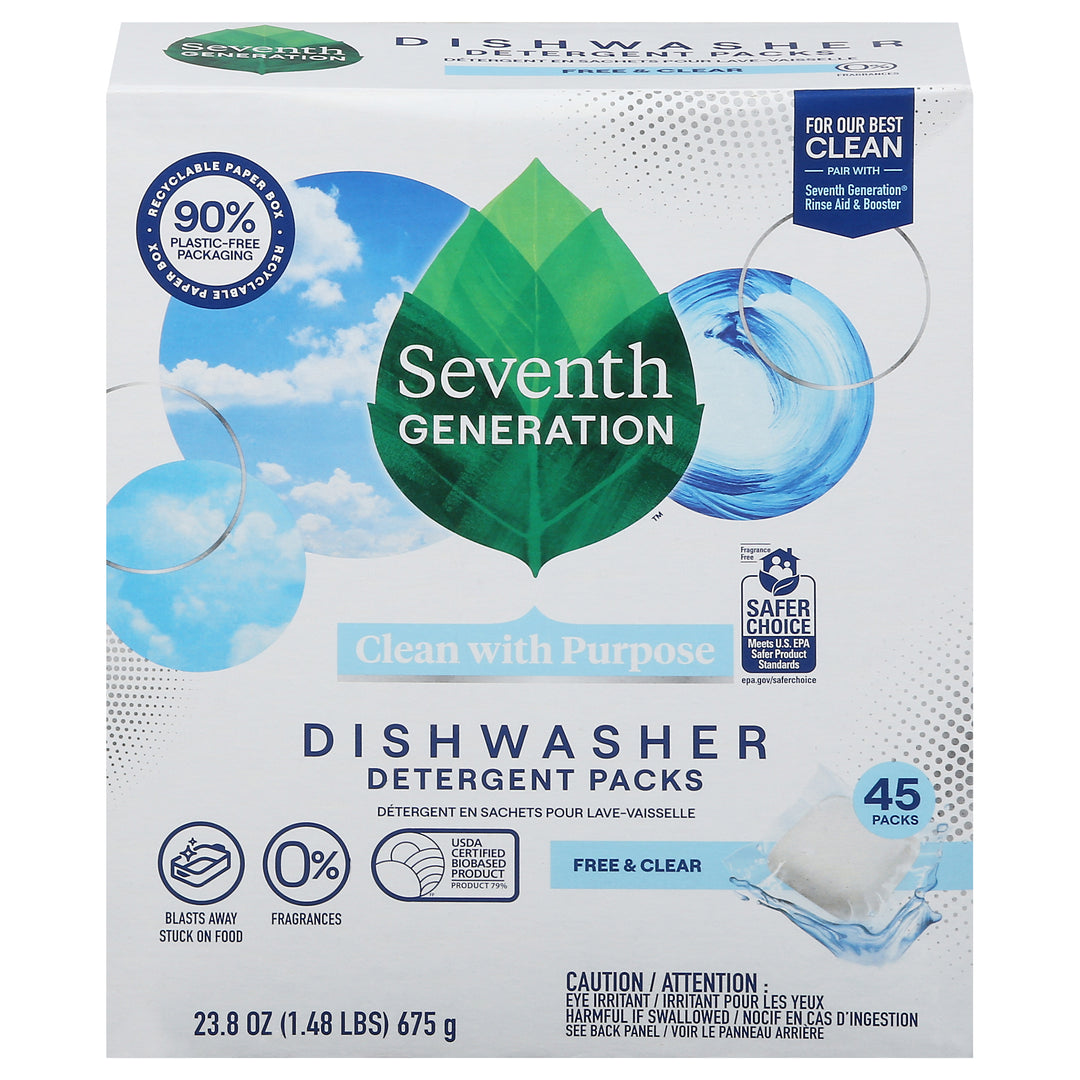 Seventh Generation Dishwasher Detergent Packs Free & Clear 5/45 CT [UNFI #2926285] T