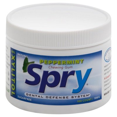 Spry Chewing Gum Sugarfree Peppermint 100 CT [UNFI #1710037] [ebt]