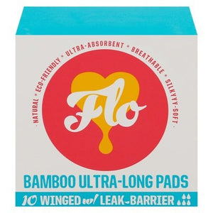 Flo Ultra-Long Bamboo Pads w/Wings 8/10 CT [UNFI #2759645] T