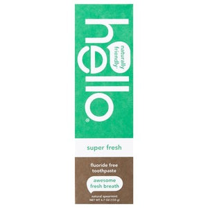 Hello Products Toothpaste Fluoride Free Super Fresh Natural Spearmint 4.7 OZ [UNFI #3037637] T