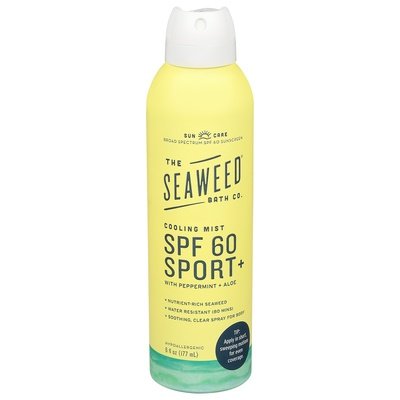Seaweed Bath Co Sunscreen Cooling Mist Sport+ Broad Spectrum SPF 60 6 OZ [UNFI #2796936] T