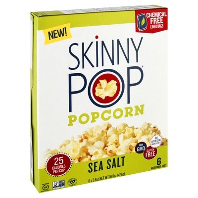 Skinnypop Popcorn Popcorn Sea Salt Microwave Bags 6/6/2.8 OZ [UNFI #2446136] [ebt]