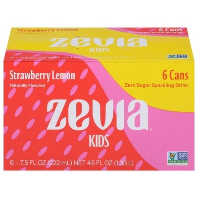 Zevia Sparkling Drink Zero Sugar Strawberry Lemon 4/6/7.5 Z [UNFI #2509958] [ebt]