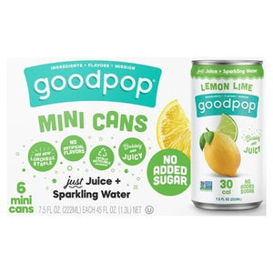 Goodpop Juice + Sparkling Water Lemon Lime Mini Cans 4/6/7.5 OZ [UNFI #2984045] [ebt]