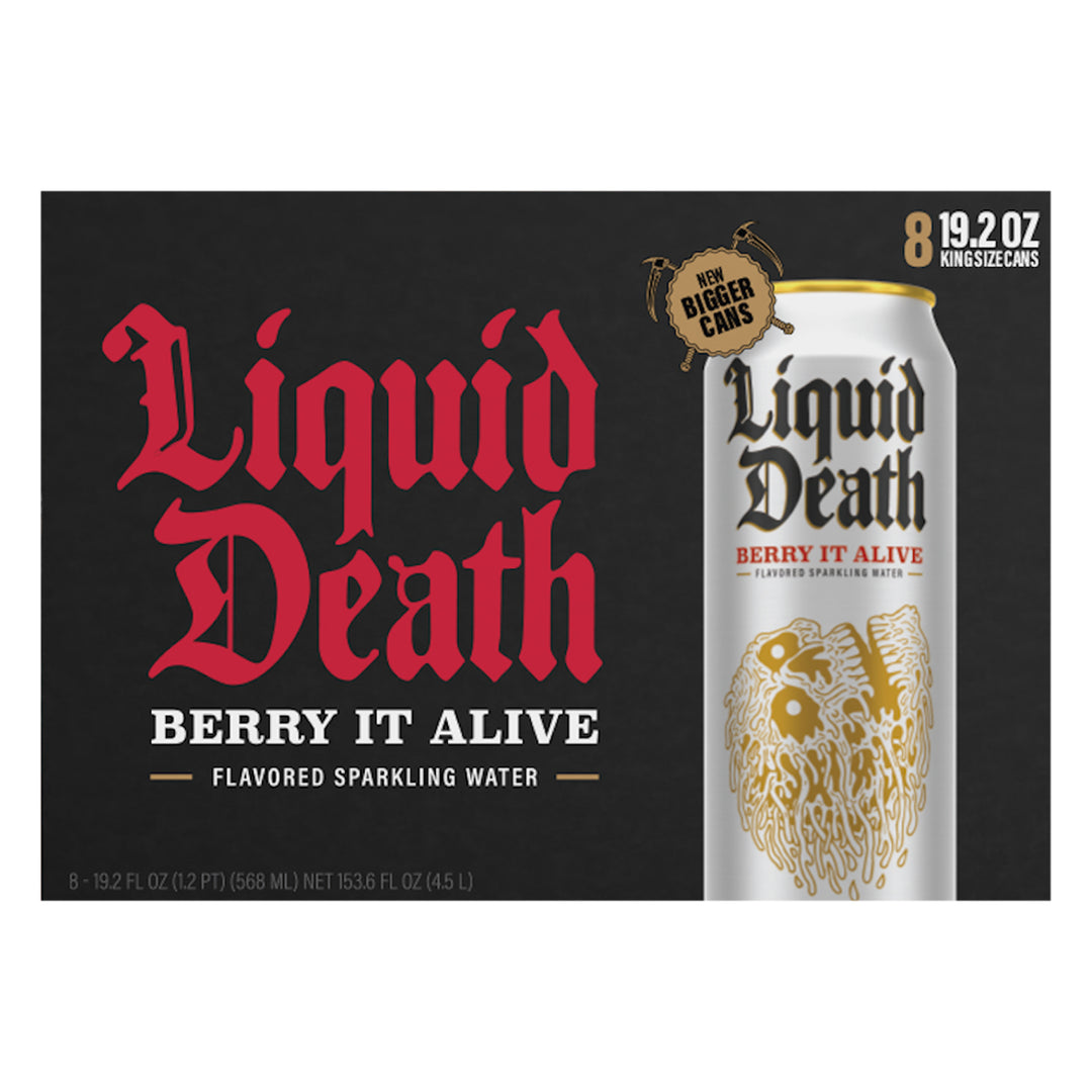Liquid Death Sparkling Water Berry It Alive Flavored King Size Cans 3/8/19.2 Z [UNFI #2930303] [ebt]