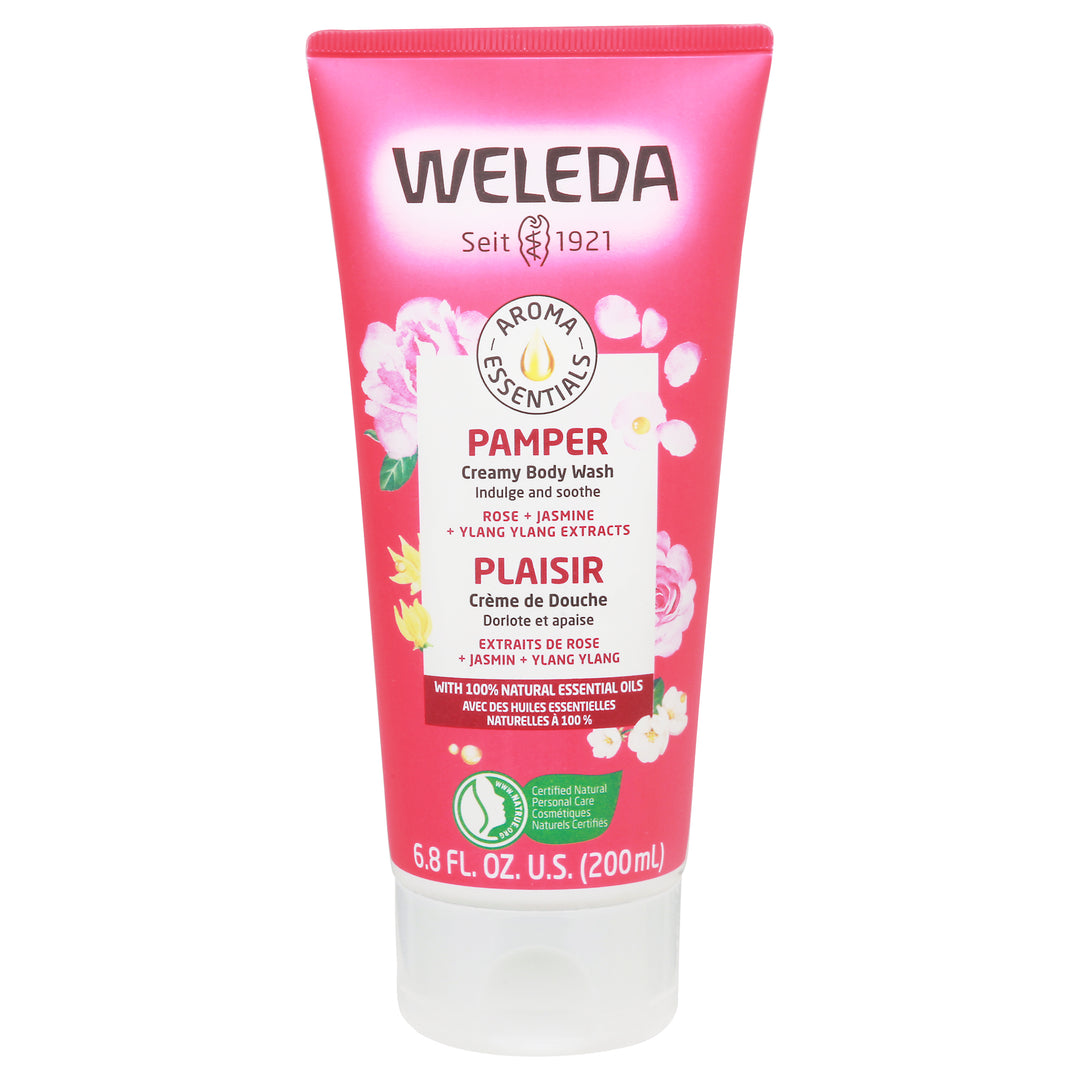Weleda Body Wash Creamy Rose + Jasmine+ Ylang Ylang Extracts Pamper 6.8 OZ [UNFI #2714392] T