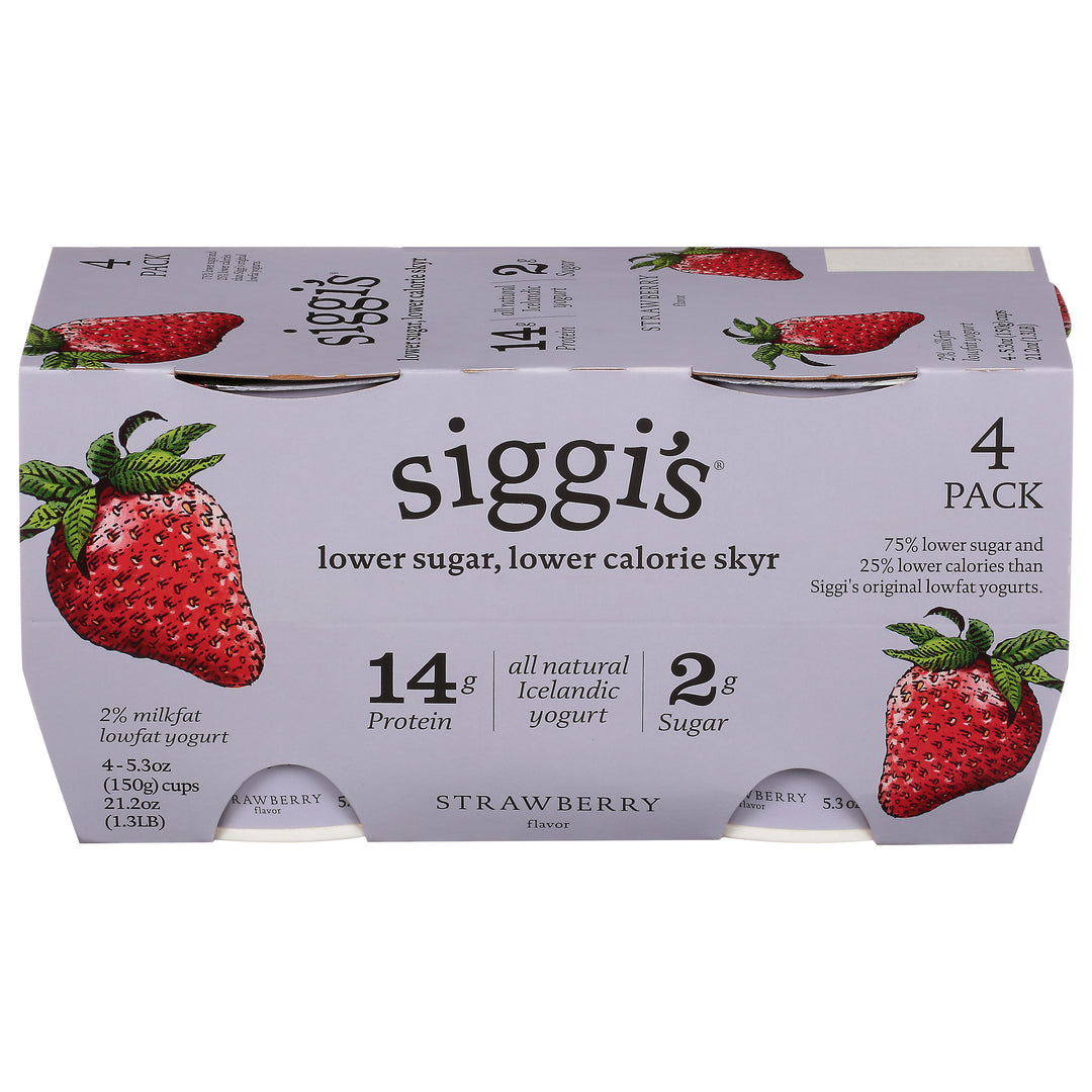 Siggis Yogurt Lowfat Strawberry Flavor 4 Pack 4/4/5.3 OZ [UNFI #2756914] [ebt]