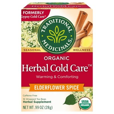 Traditional Medicinals Herbal Supplement Organic Herbal Cold Care Elderflower Spice Tea Bags 6/16 Bag [UNFI #0649707] [ebt]