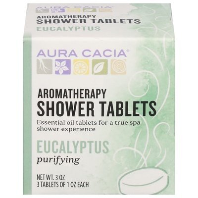 Aura Cacia Shower Tablets Aromatherapy Eucalyptus Purifying 1/3 OZ [UNFI #414367] T